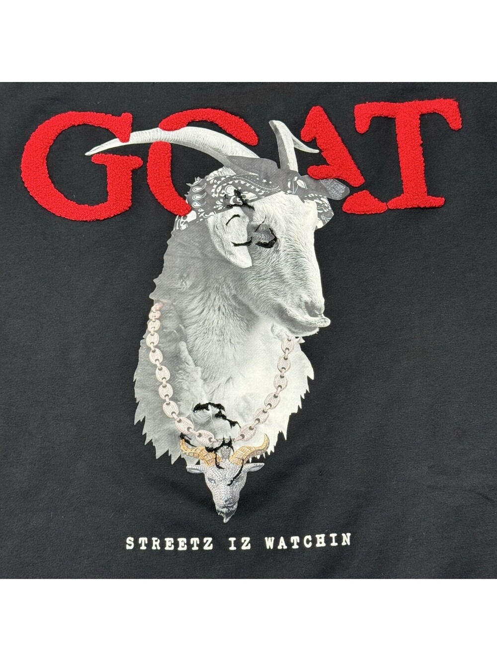 Streetz Iz Watchin Shirt Mens 2XL Black GOAT Bandana Goat Graphic Streetwear Tee